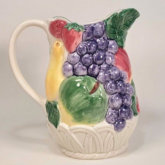 Vintage Ogatari Fruit Embossed Pitcher – Large 8" Version – Made in Japan - Picture 3 of 11